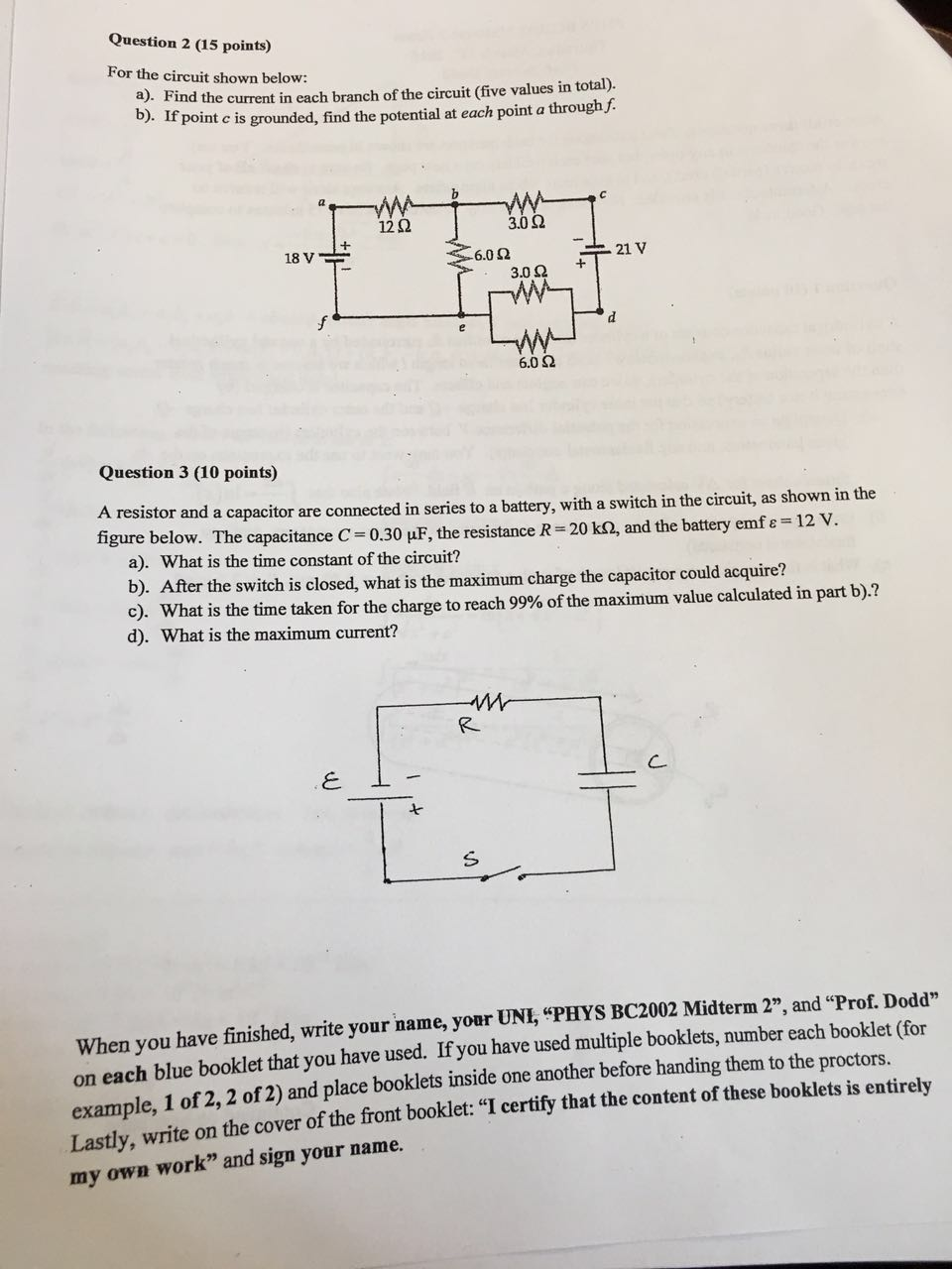 For The Circuit Shown Below Find The Current In Chegg