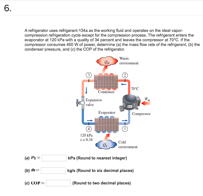 Solved 6 A Refrigerator Uses Refrigerant-134a As The Working | Chegg.com