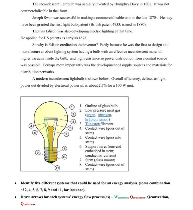 Solved The incandescent lightbulb was actually invented by