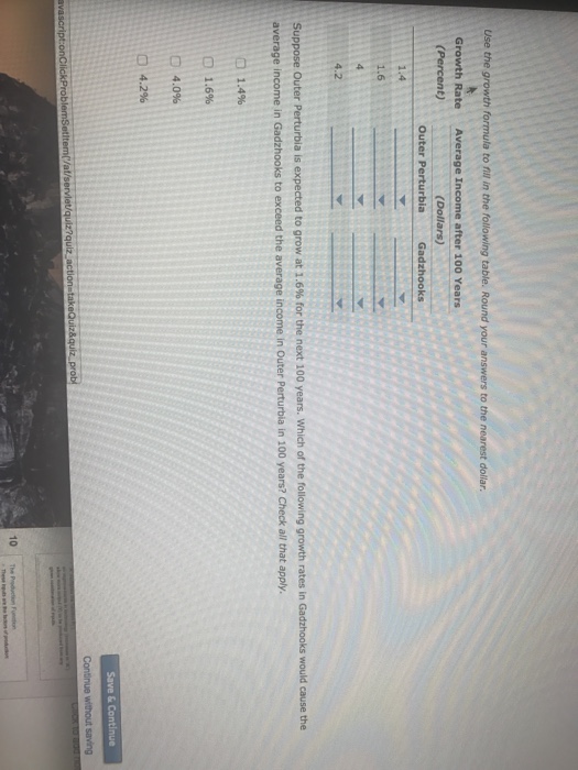 Solved Use the growth formula to fill In the following | Chegg.com