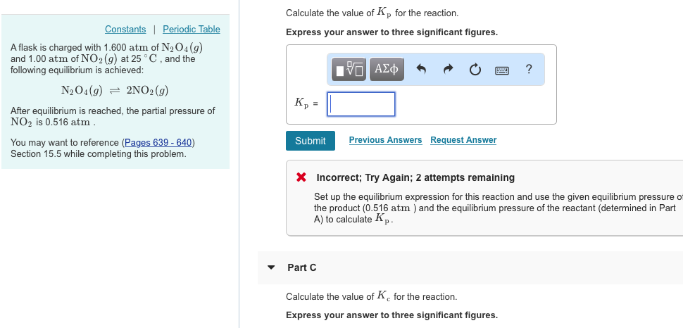 Solved Calculate The Value Of Kp For The Reaction Chegg