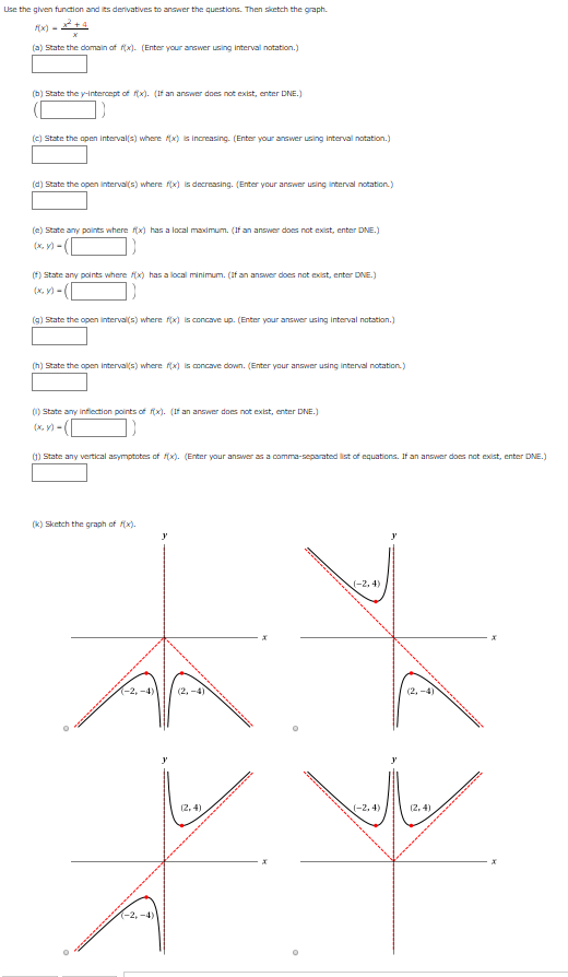 Solved Use The Given Function And Its Derivatives To Answer Chegg Solved Use The Given Function And Its Derivatives To Answer Chegg