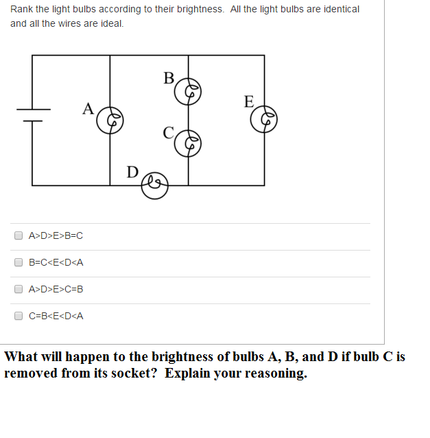 Solved Rank the light bulbs according to their brightness. | Chegg.com