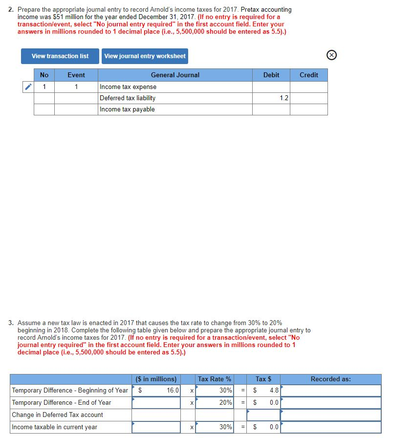 Solved Exercise 1616 Change in tax rates, calculate taxable