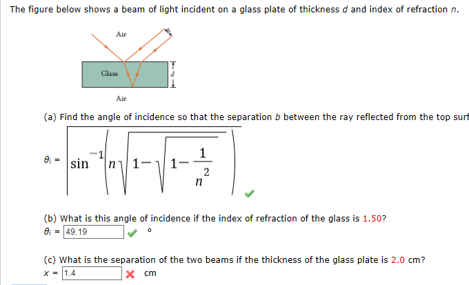 Solved The figure below shows a beam of light incident on a | Chegg.com