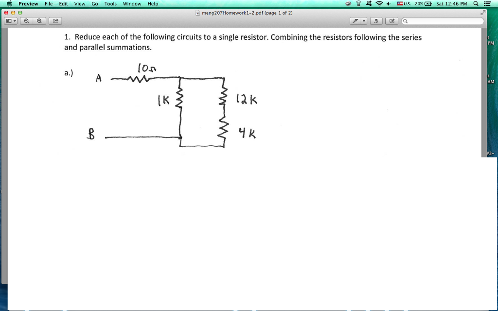 Solved REDUCE THE FOLLOWING CIRCUIT TO A SINGLE RESISTOR.