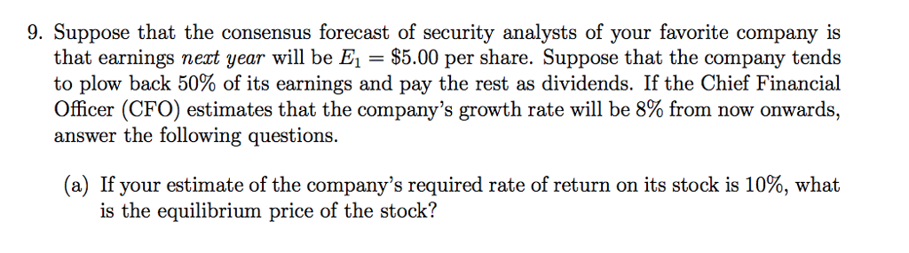 Solved 9. Suppose that the consensus forecast of security | Chegg.com