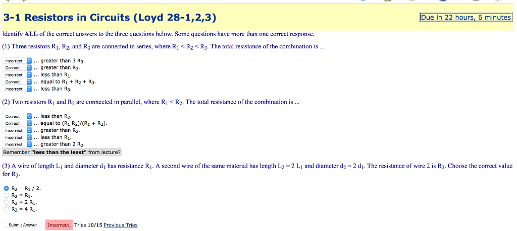 Solved 3-1 Resistors in Circuits (Loyd 28-1,2,3) Due in 22 | Chegg.com