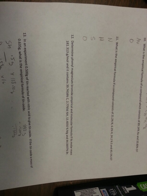 Solved Determine phenyl magnesium bromide empirical and