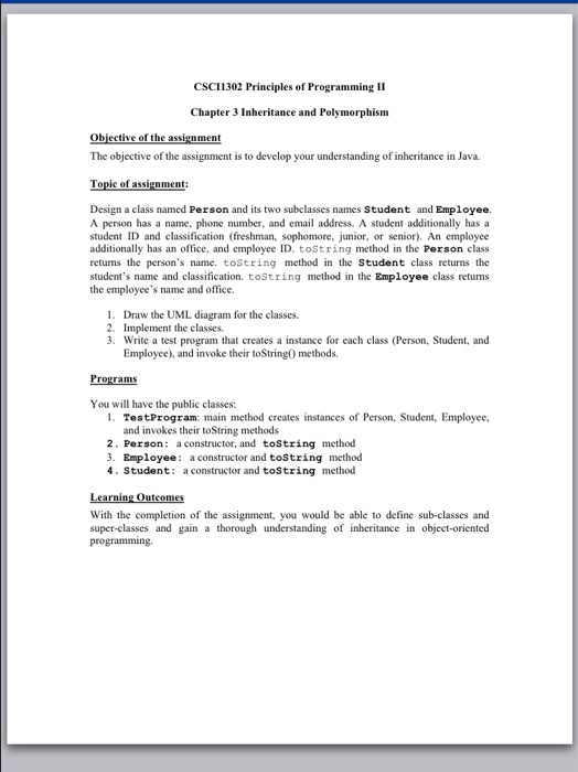 Solved CSCI1302 Principles of Programming II Chapter 3 | Chegg.com