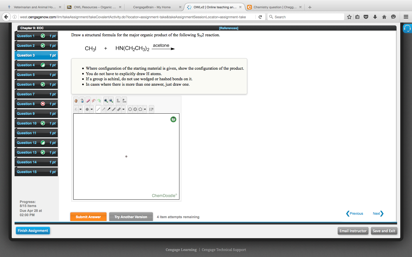 Solved Draw a structural formula for the major organic | Chegg.com