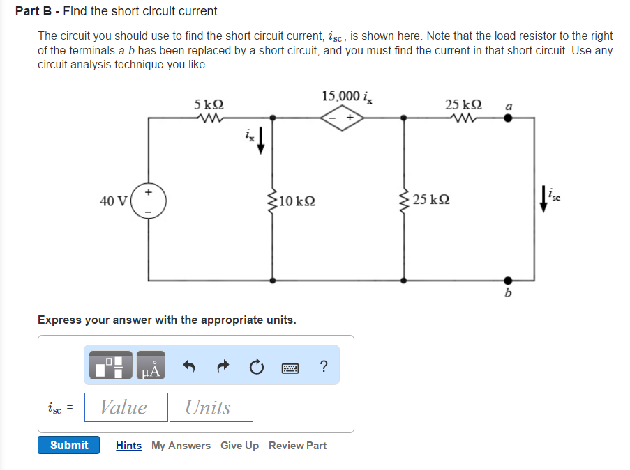 Solved: Part A Find The Open Circuit Voltage The Circuit Y... | Chegg.com