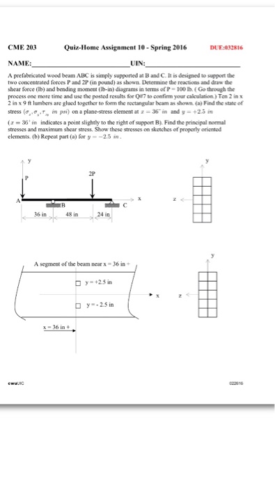 Solved A prefabricated wood beam ABC. a simply supported B | Chegg.com