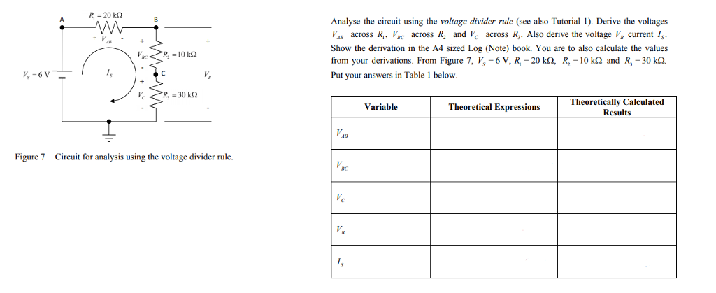 Solved Analyse the circuit using the voltage divider rule | Chegg.com