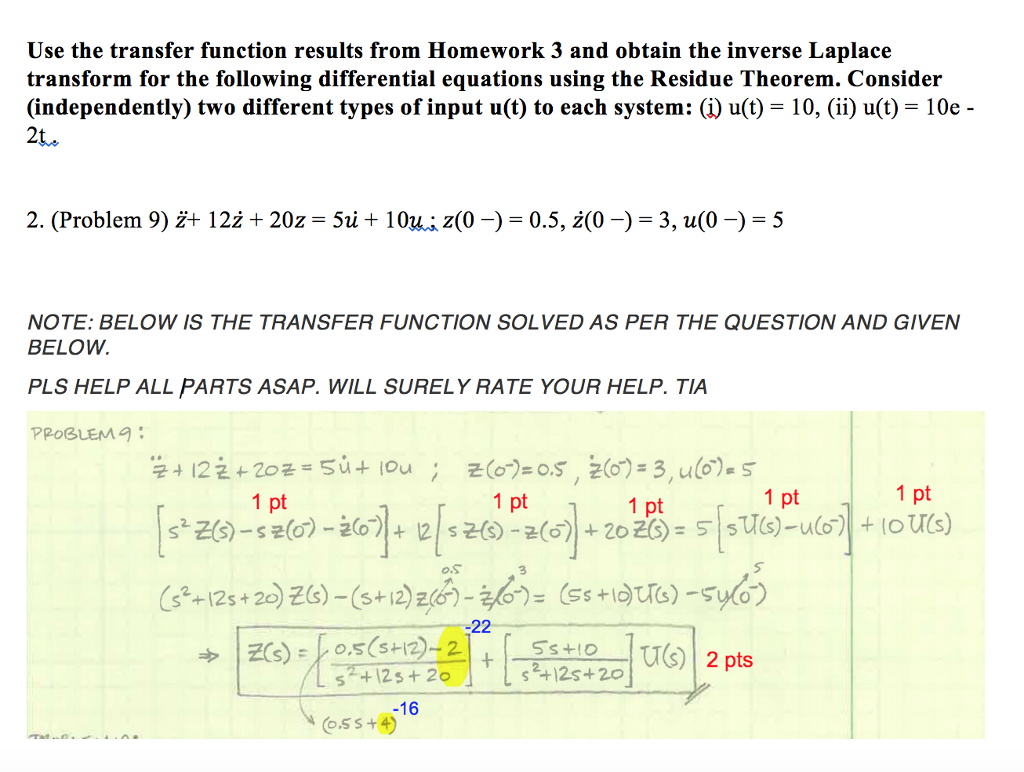 Solved Use the transfer function results from Homework 3 and | Chegg.com