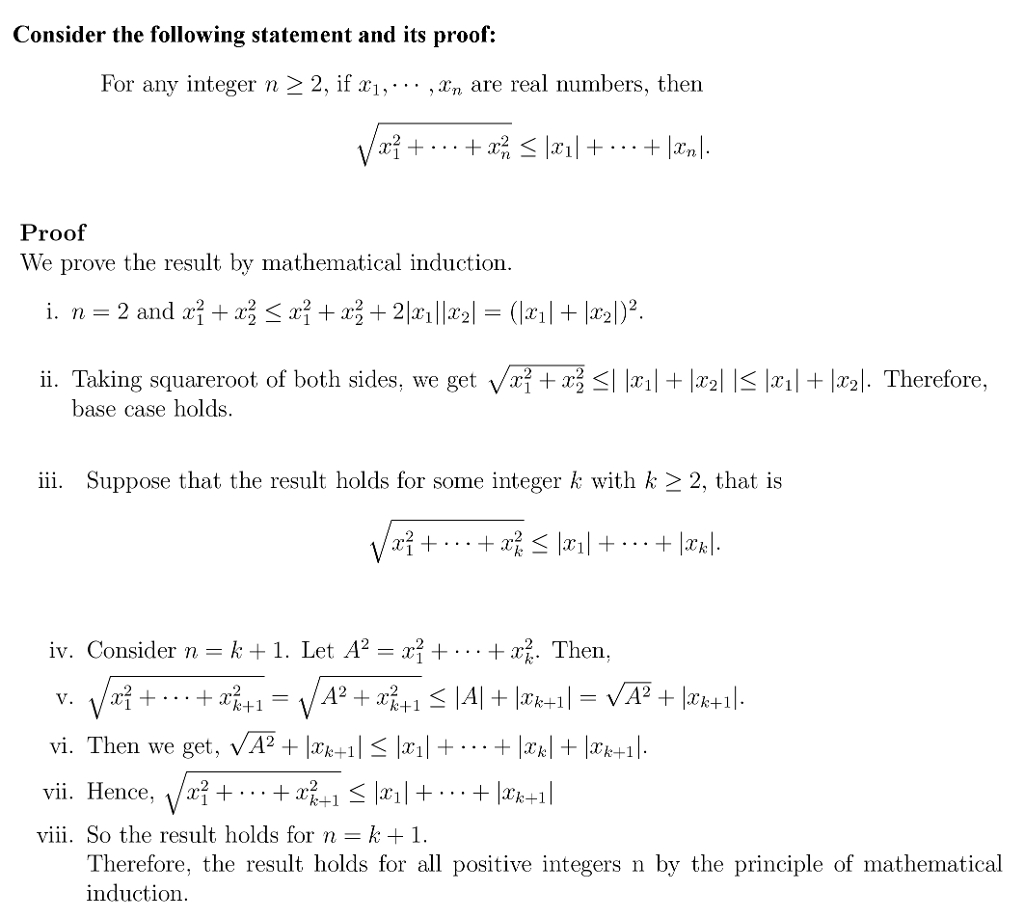 Solved Consider The Following Statement And Its Proof: For | Chegg.com