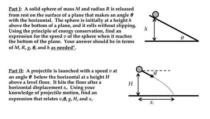 Solved Part I: A solid sphere of mass M and radius R is | Chegg.com