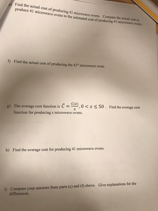 Solved 13) The daily cost Cof producing microwave ovens is c