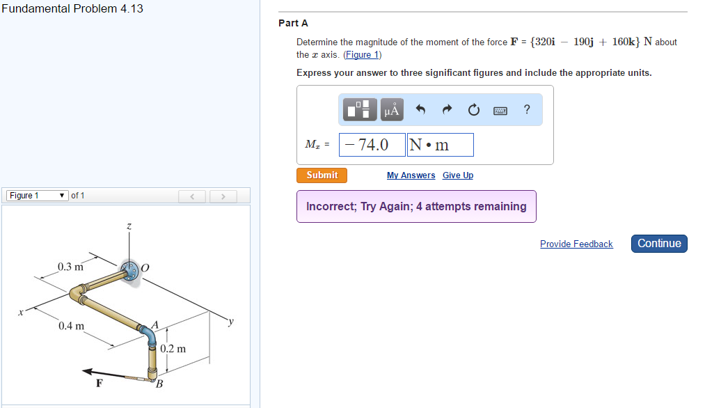 Solved Determine the magnitude of the moment of the force F | Chegg.com