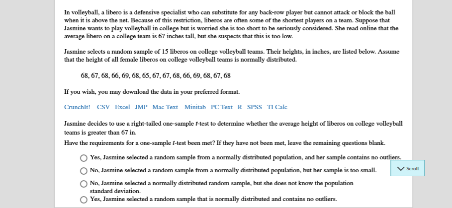 Solved In volleyball a libero is a defensive specialist who