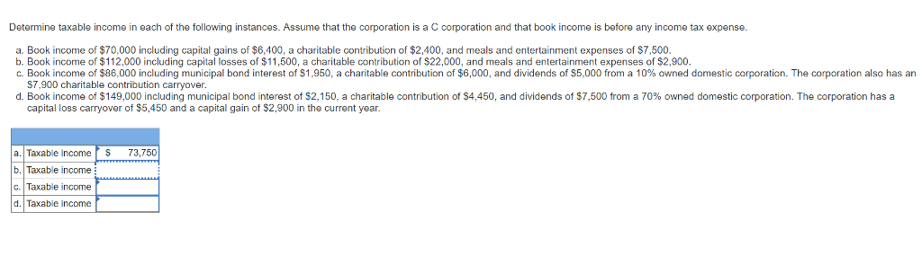 Solved Determine Taxable Income In Each Of The Following | Chegg.com