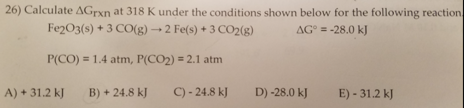 Solved Calculate Delta G_rxn at 318 K under the conditions | Chegg.com