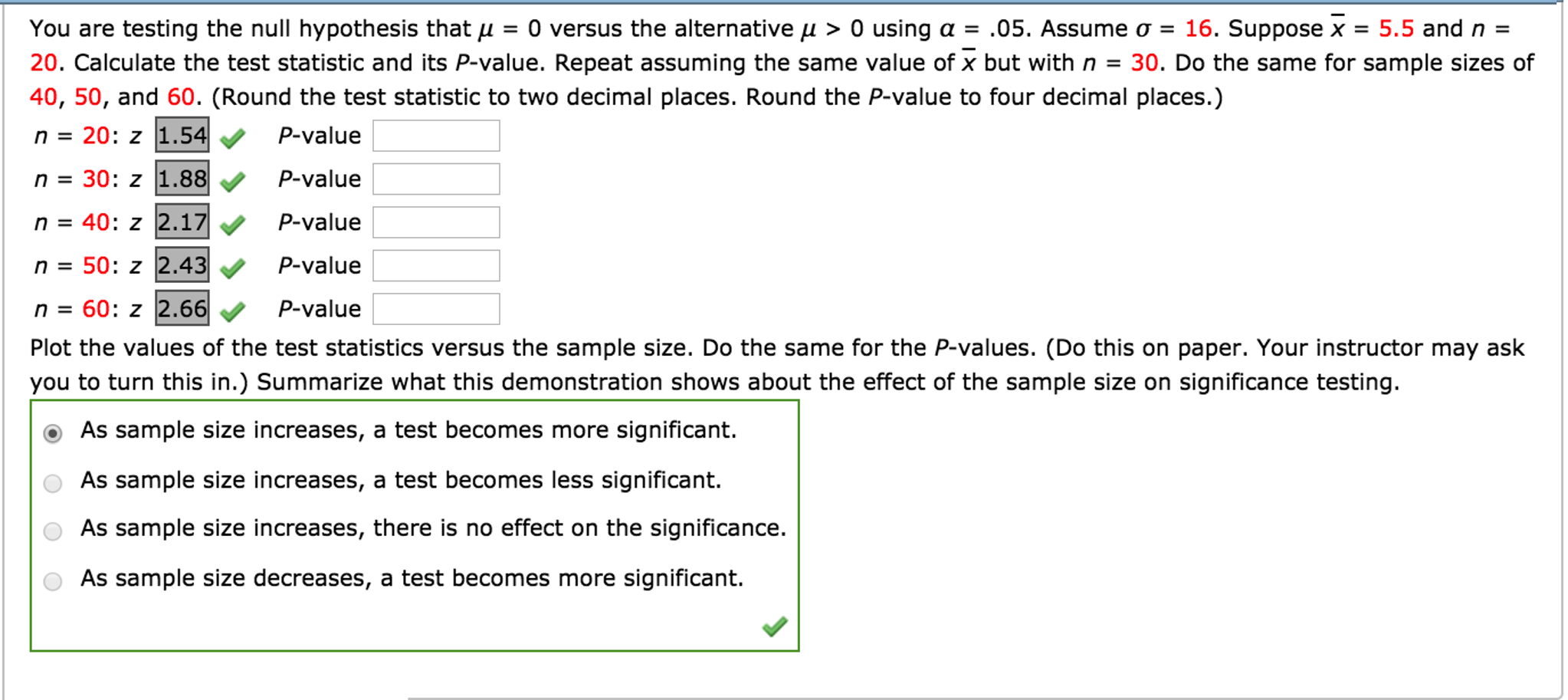 null hypothesis mu