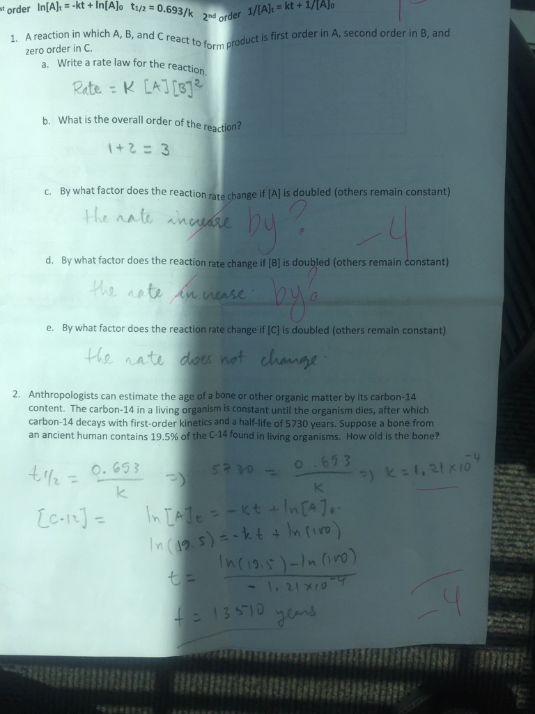 Solved A reaction in which A, B, and C react to form product | Chegg.com