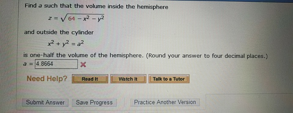 volume of cylinder with hemisphere on top