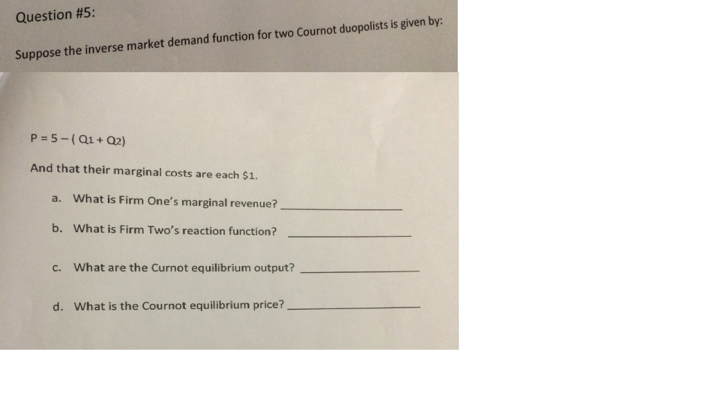 Solved Suppose the inverse market demand function for two