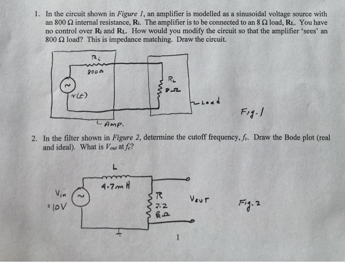 Solved In the circuit shown in Figure 1, an amplifier is | Chegg.com