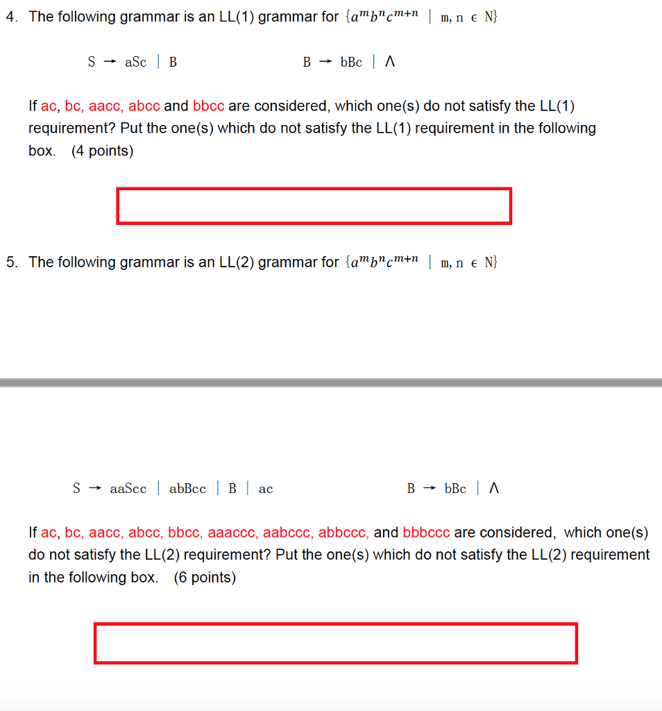Solved 4 The Following Grammar Is An Ll 1 Grammar For Chegg Solved 4 The Following Grammar Is An Ll 1 Grammar For Chegg