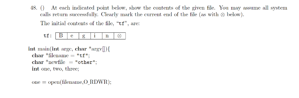 Solved 48. At each indicated point below, show the contents | Chegg.com