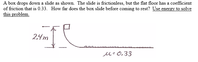 Sliding Box Problem Solved A box drops down a slide as shown. The slide is | Chegg.com