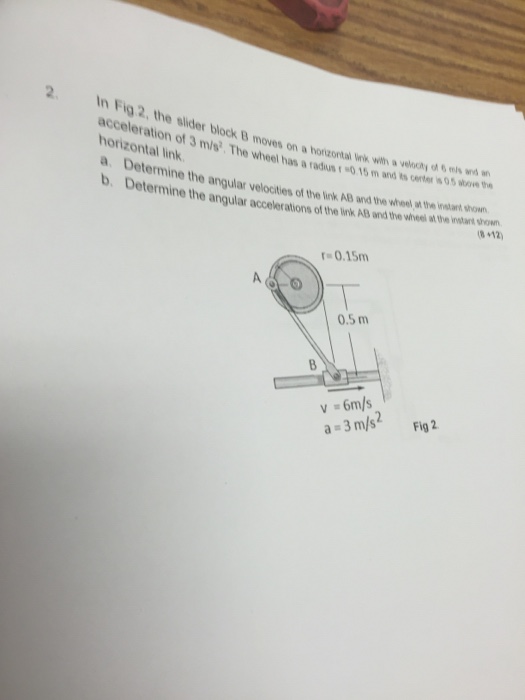 Solved In Fig.2, the slider block B moves on a horizontal
