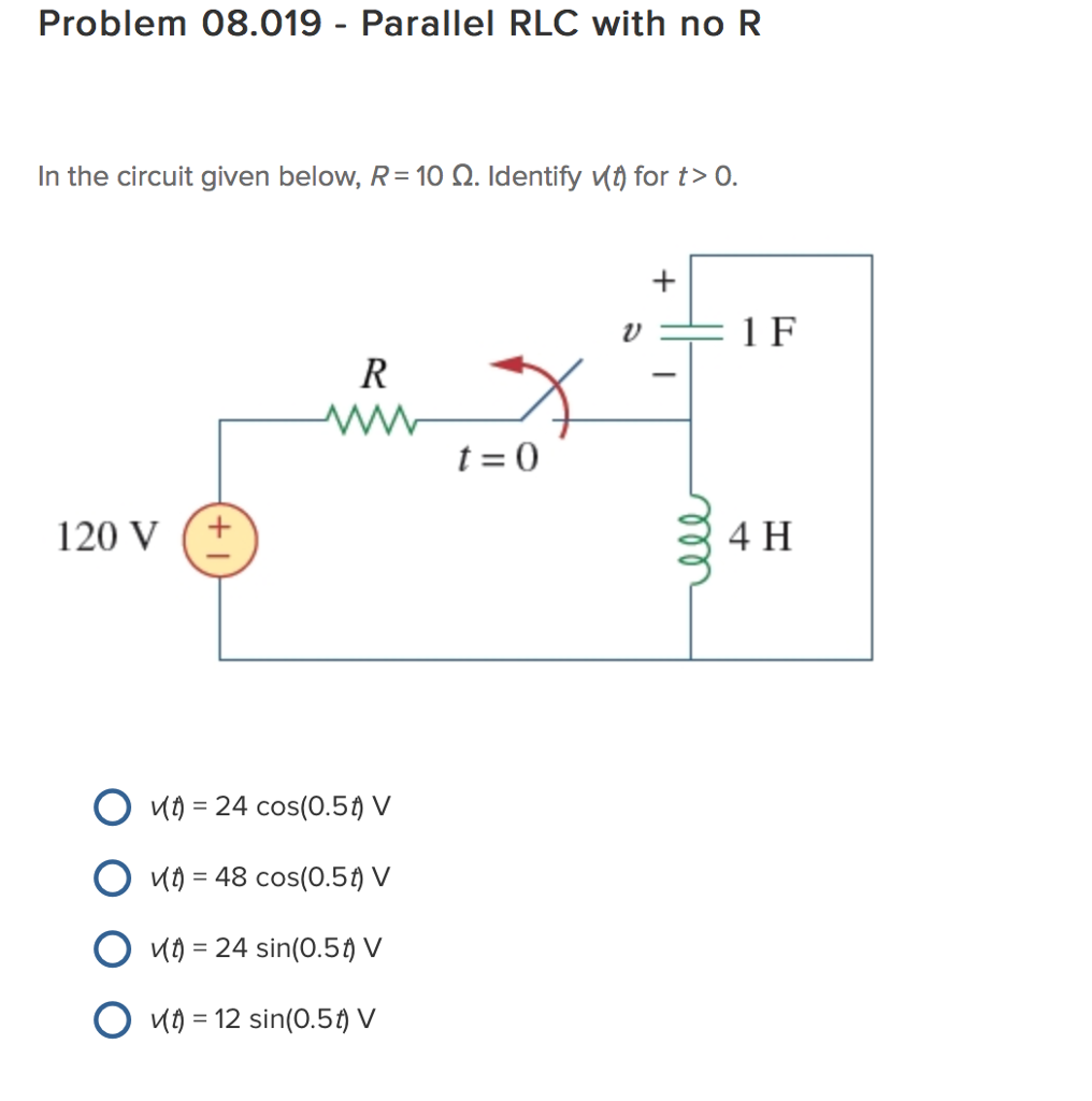 Solved In the circuit given below, R = 10Ohm. Identify v(t) | Chegg.com