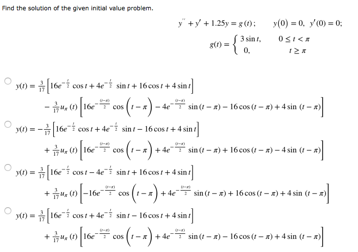 Solved Find the solution of the given initial value problem. | Chegg.com