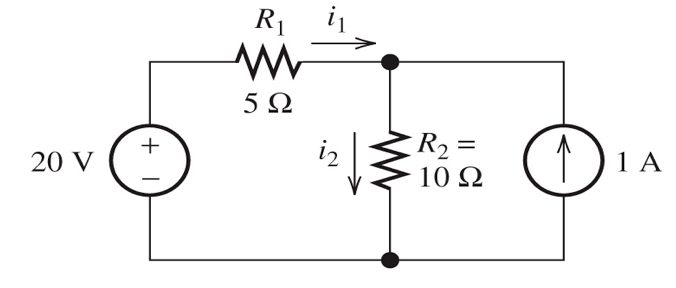 Solved Determine the currents i1 and i2 shown in the circuit | Chegg.com