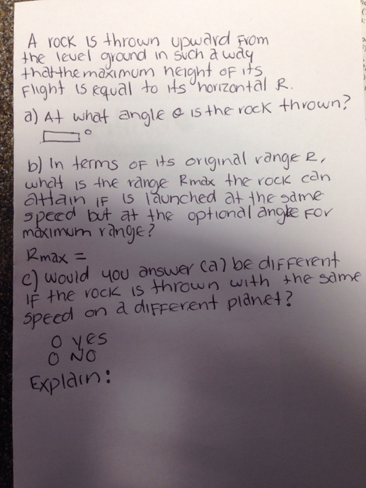 Solved A rock is thrown upward from the level ground in such | Chegg.com