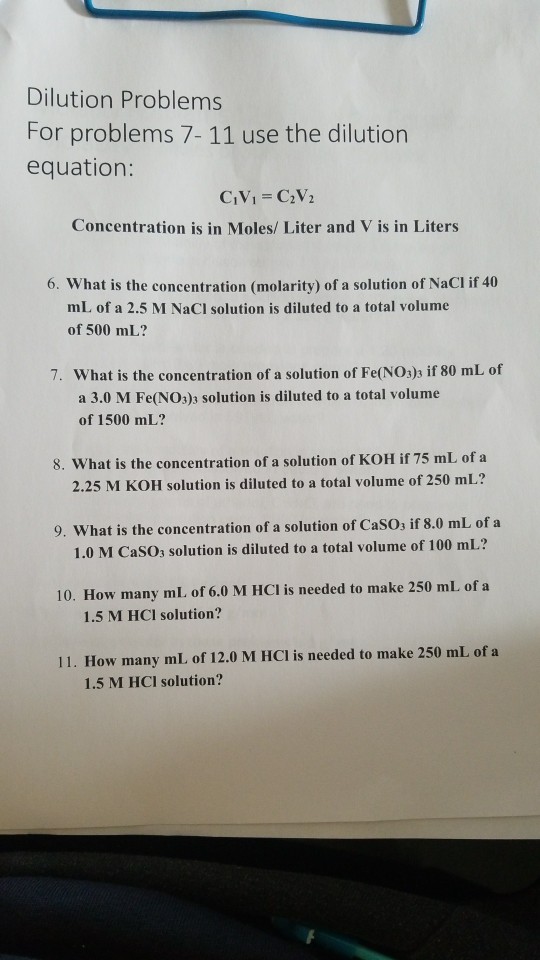 Solved Dilution Problems For problems 7 11 use the dilution