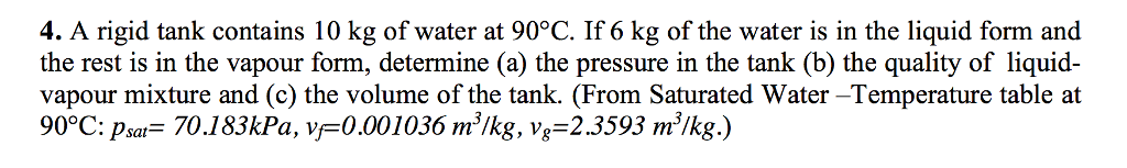 Solved A rigid tank contains 10 kg of water at 90 degree C. | Chegg.com