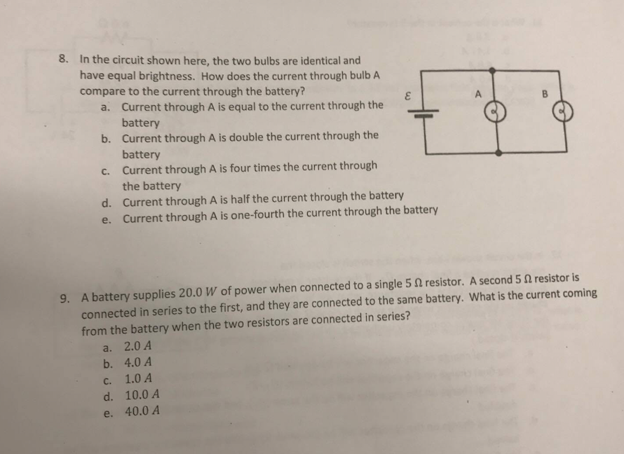 Solved In the circuit shown here, the two bulbs are | Chegg.com
