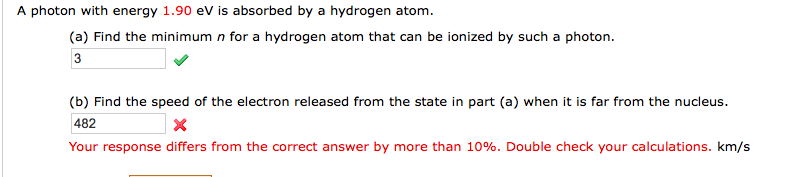 Solved A photon with energy 1.90 eV is absorbed by a | Chegg.com