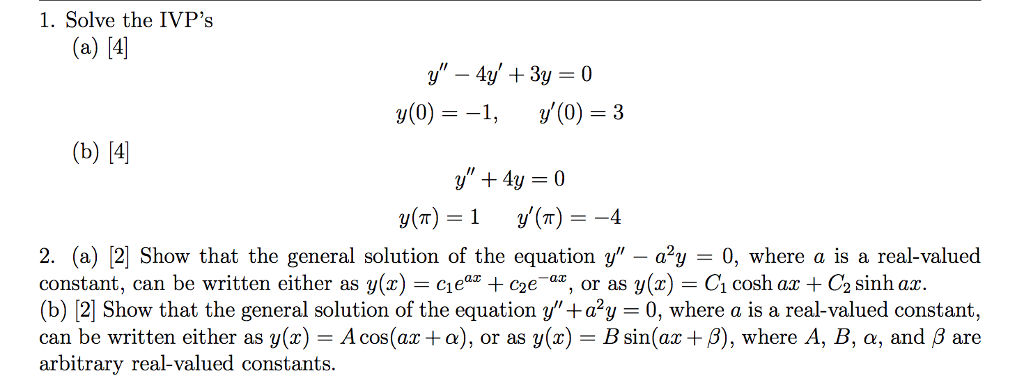 Solved Solve the IVP's (a) y