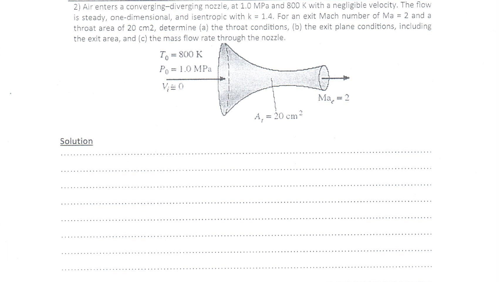 Solved Air Enters A Converging-diverging Nozzle, At 1.0 MPa | Chegg.com