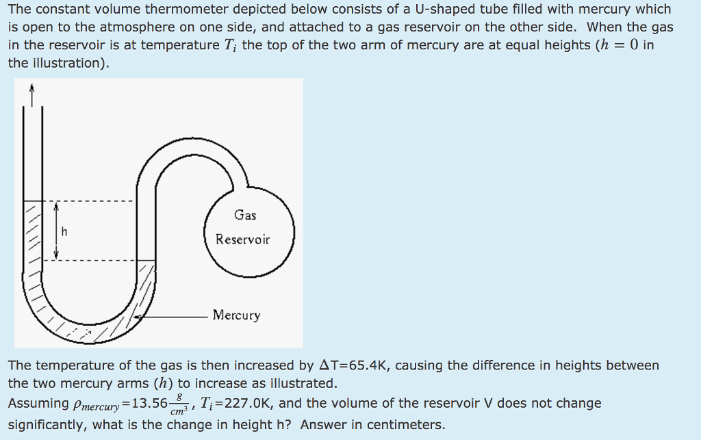 Solved The constant volume thermometer depicted below