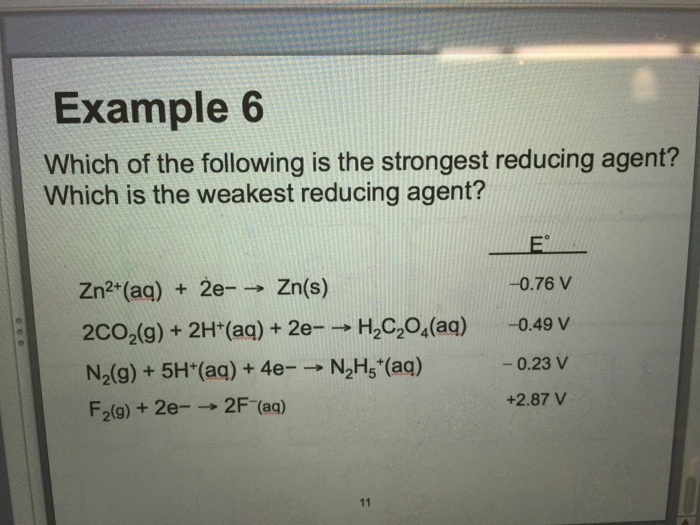 solved-which-of-the-following-is-the-strongest-reducing-chegg