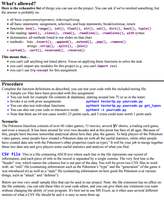 Solved What's allowed? Here is the exhaustive list of things