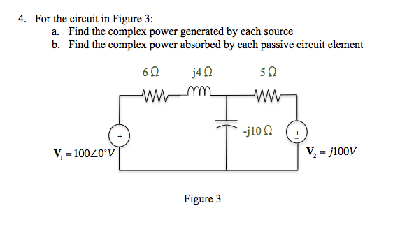 Solved For the circuit in Figure 3: Find the complex power | Chegg.com