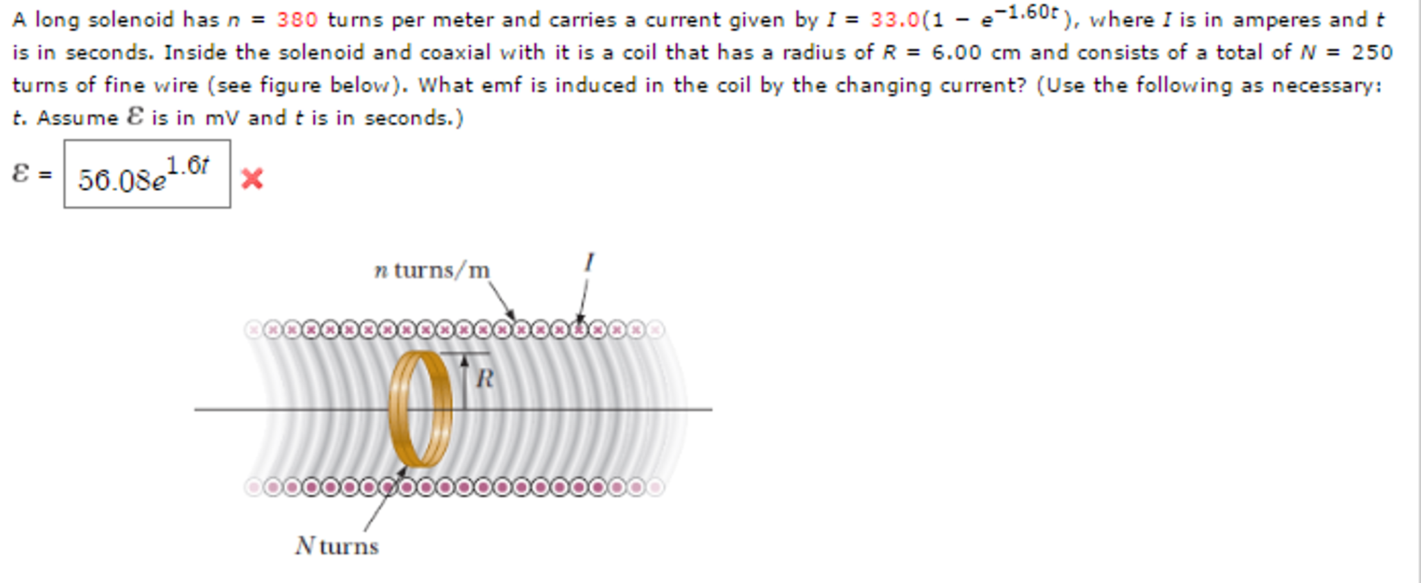 Solved A Long Solenoid Has N 380 Turns Per Meter And Chegg